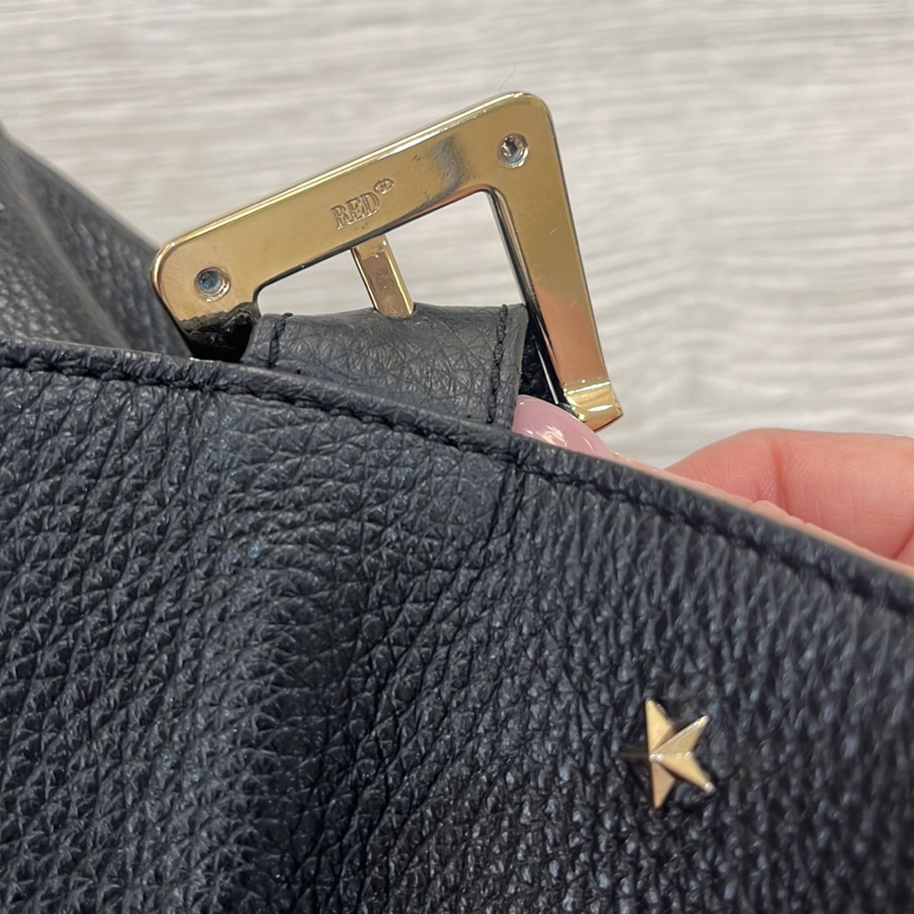 VALENTINO RED Leather Star Studded Backpack- 12.5”H X 12W X 6.5W. Made In Italy - Picture 10 of 17